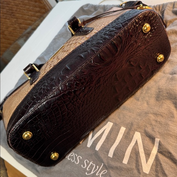 Brahmin Cream and Brown Croc-Embossed Shoulder Bag - Picture 12 of 12